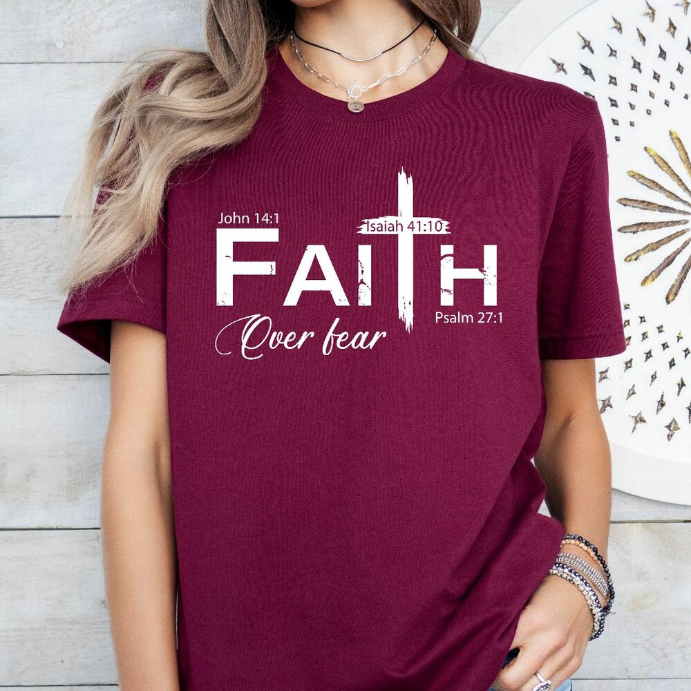 Faith Over Fear Cross Christian Jesus Shirt Unisex Handmade